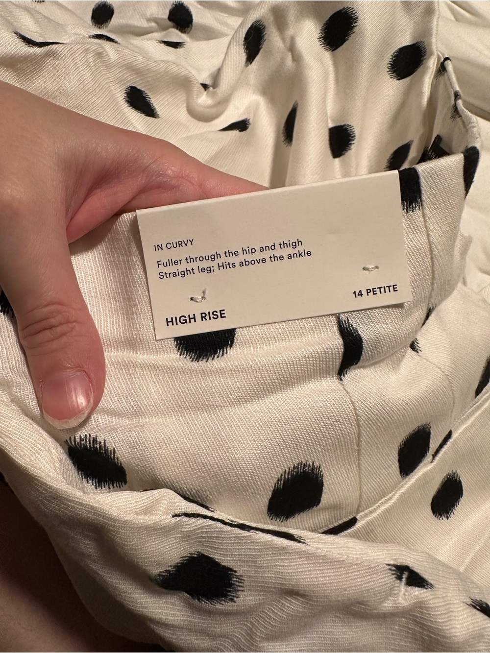 Ann Taylor Black Polka Dot Wide-Leg Trousers on White - Picture 3 of 5